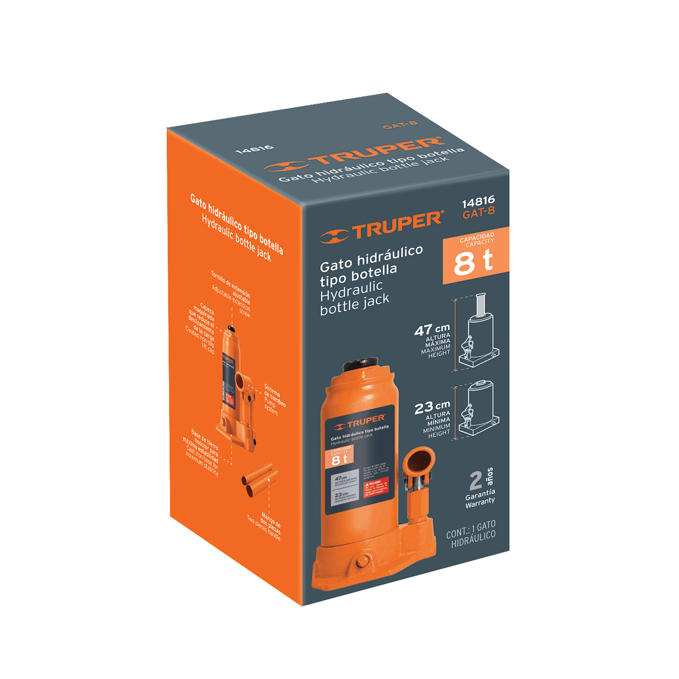 Gato de botella Truper 14816, 8 toneladas  4
