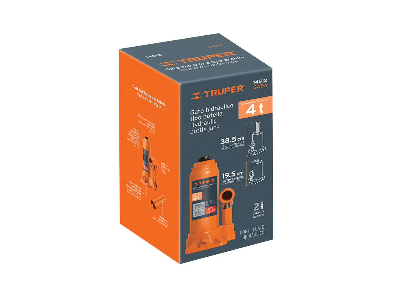 Gato de botella Truper 14812, 4 toneladas  - Foto 4 | aztools.co