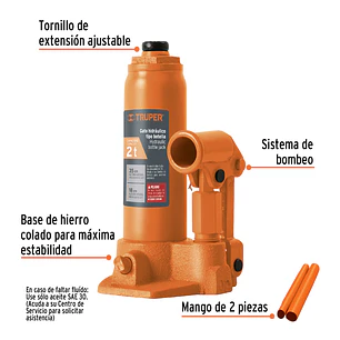 Gato de botella Truper 14810, 2 toneldas