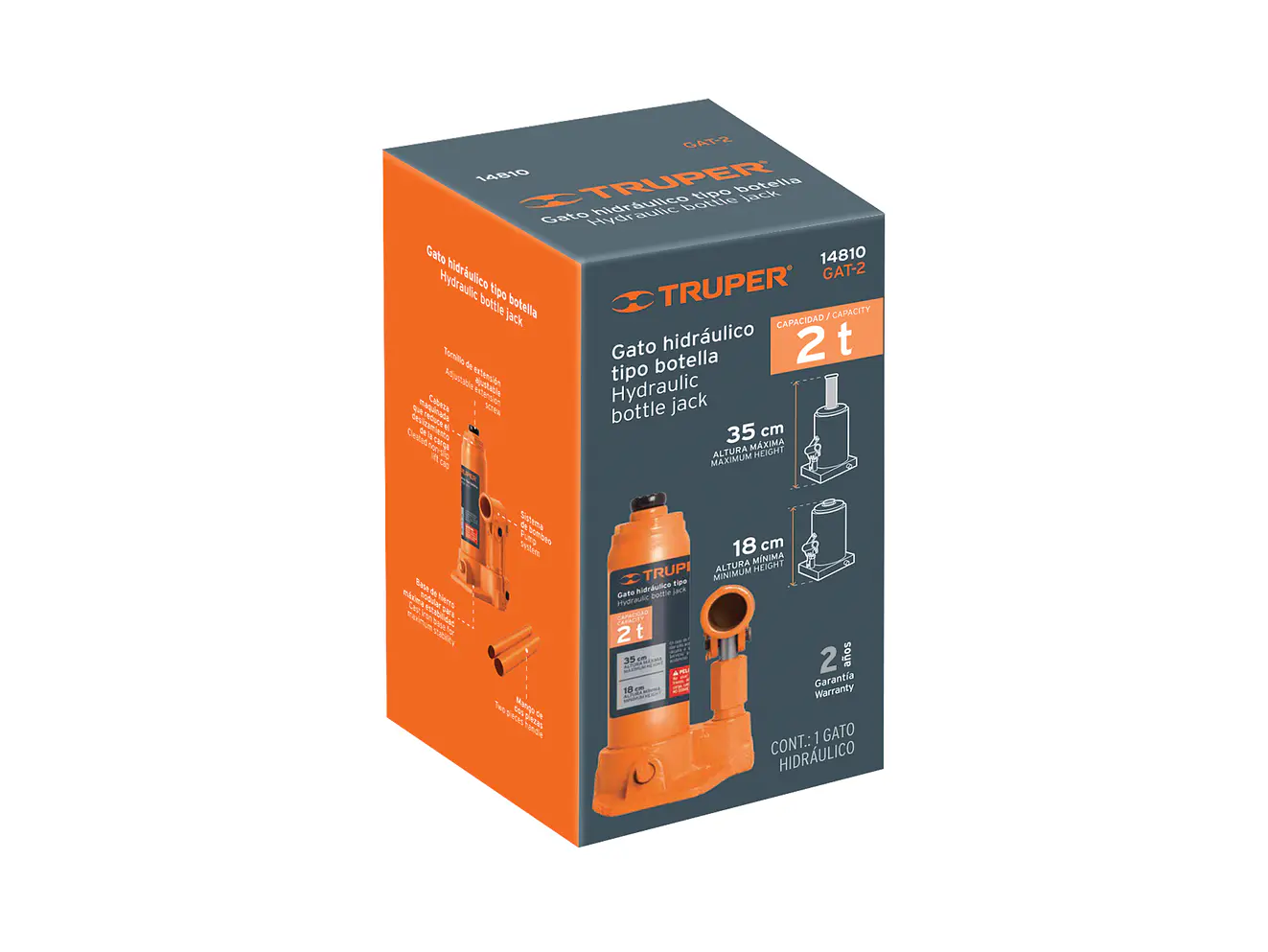 Gato de botella Truper 14810, 2 toneldas - Foto 4 | aztools.co