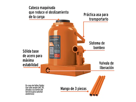 Gato de botella Truper 14821, 50 toneladas - Foto 2 | aztools.co