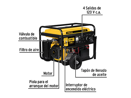 Planta Eléctrica Portátil PRETUL 26035 GEN-66P 6600W Gasolina (13 HP) - Foto 3 | aztools.co