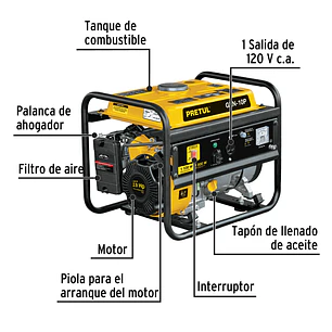 Planta Eléctrica a Gasolina Pretul GEN-10P 26033 2.9 HP 1000W 110V Monofásica