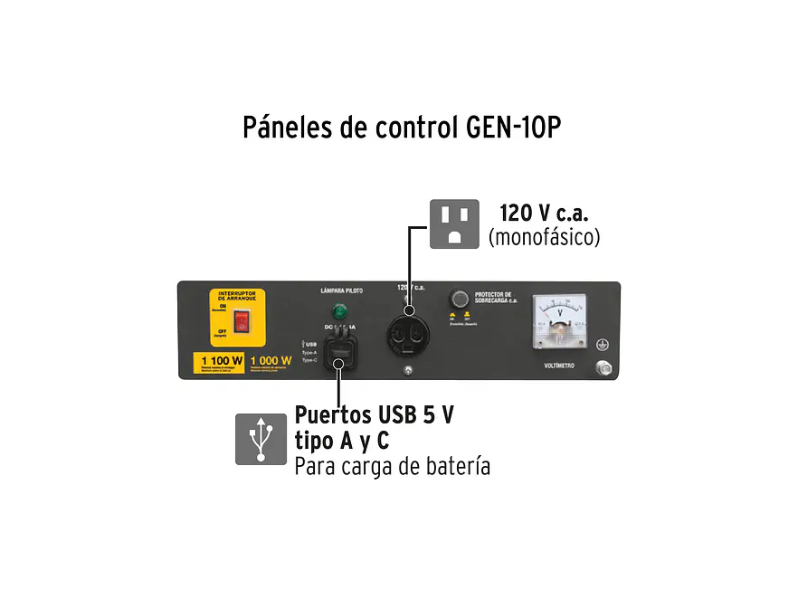 Planta Eléctrica a Gasolina Pretul GEN-10P 26033 2.9 HP 1000W 110V Monofásica - Foto 4 | aztools.co