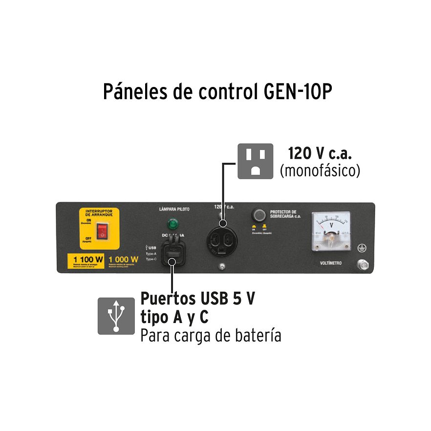 Generador eléctrico con motor a gasolina, 1.1 kW, Pretul 26033 4