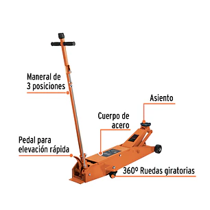 Gato hidráulico profesional de patín Truper 14957, 5 ton, elevación rápida