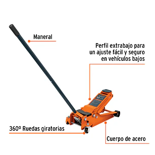 Gato hidráulico tipo zorra profesional Truper 14802, 3.5 ton, elevación rápida 