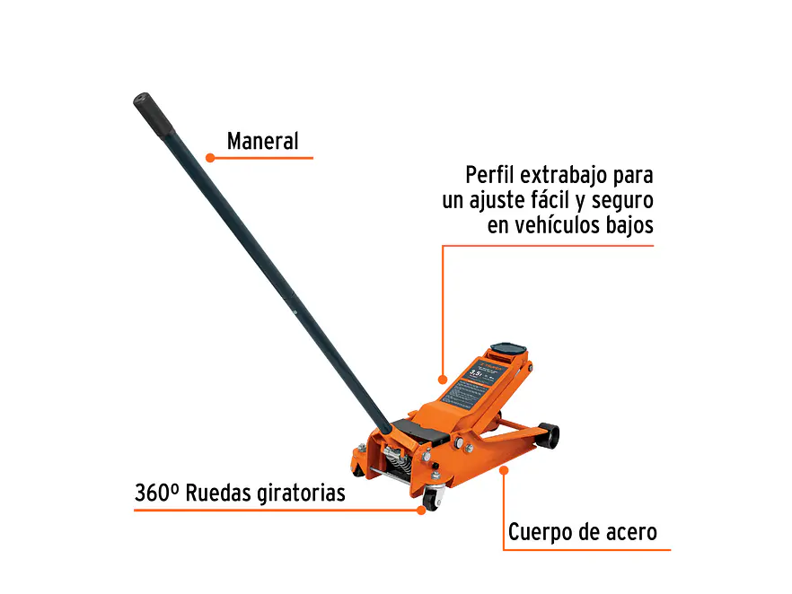 Gato hidráulico tipo zorra profesional Truper 14802, 3.5 ton, elevación rápida  - Foto 2 | aztools.co