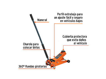 Gato hidráulico profesional de patín Truper 14806, 3 ton, elevación rápida - Foto 2 | aztools.co