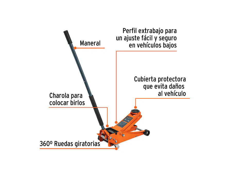 Gato hidráulico profesional de patín Truper 14806, 3 ton, elevación rápida - Foto 2 | aztools.co