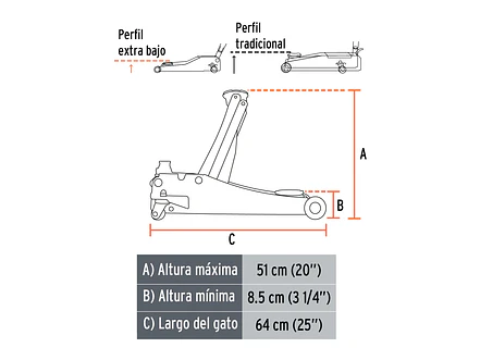 Gato hidráulico profesional de patín Truper 14806, 3 ton, elevación rápida - Foto 3 | aztools.co
