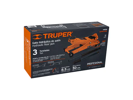Gato hidráulico profesional de patín Truper 14806, 3 ton, elevación rápida - Foto 4 | aztools.co