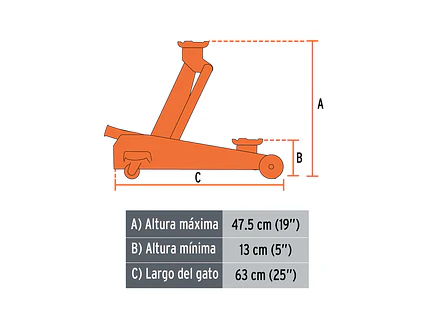 Gato Hidráulico Tipo Zorra Truper 14947 3 Toneladas + Maletín  - Foto 4 | aztools.co