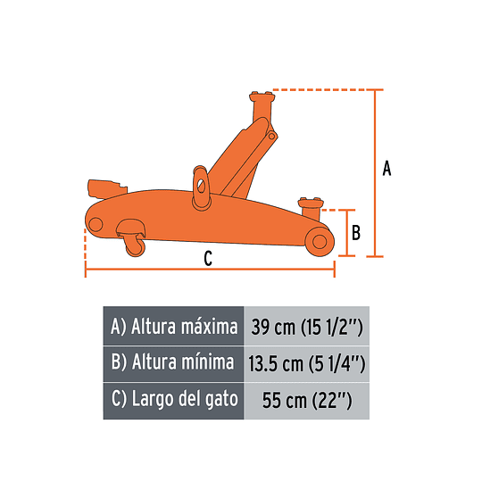 Gato hidráulico tipo zorra, 2.5 ton TRUPER 14946