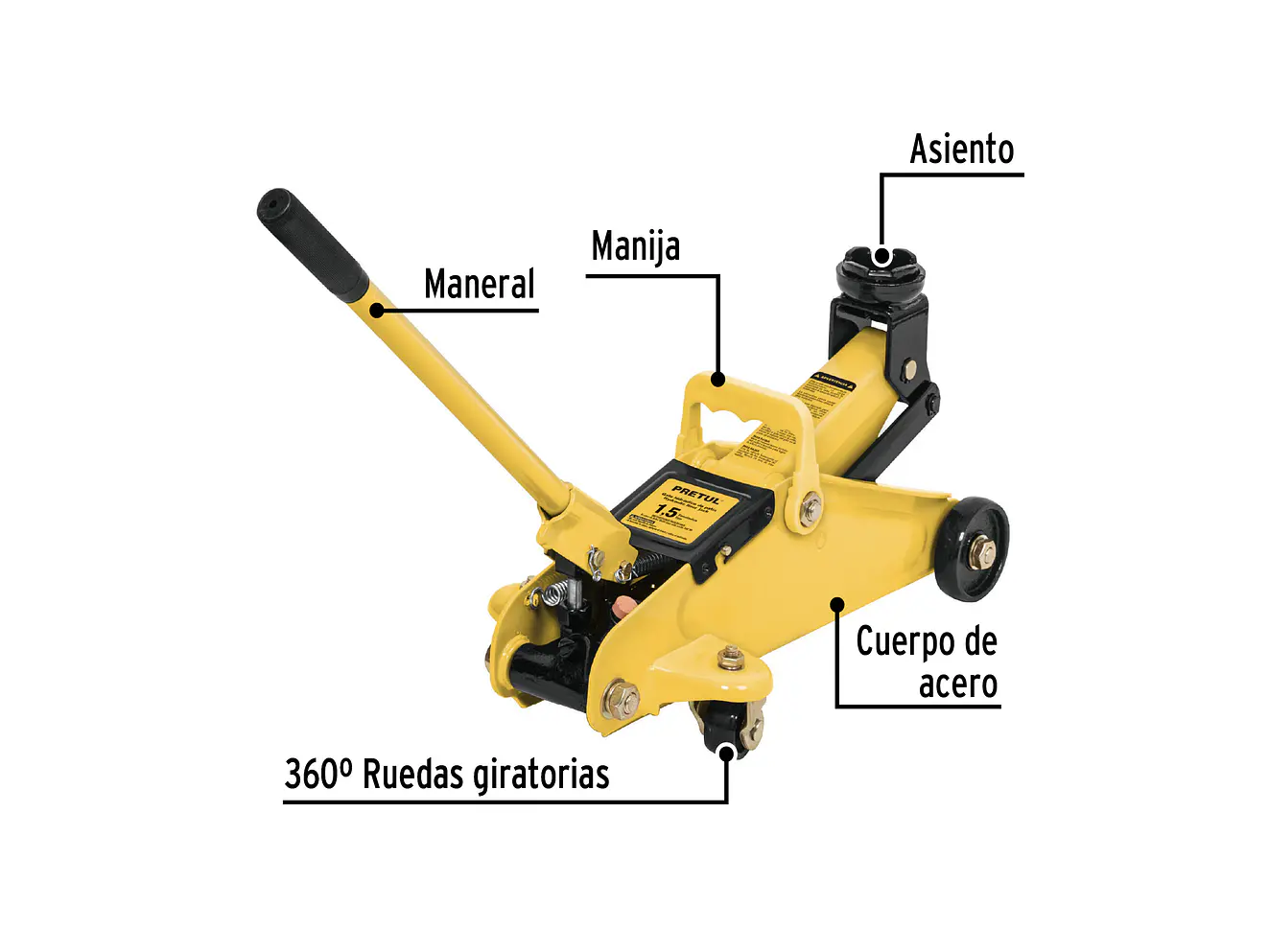 Gato hidráulico tipo zorra Pretul 22070, 1.5 toneldas - Foto 2 | aztools.co