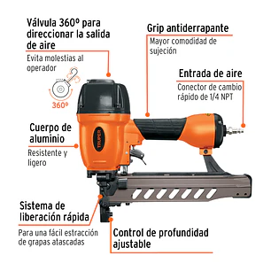 Grapadora neumática Truper 13178, calibre 16, 1.65 mm 