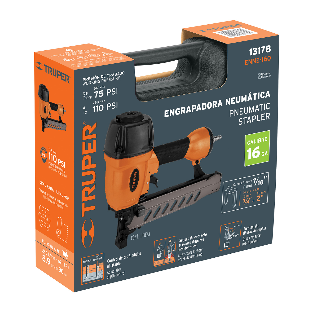 Grapadora neumática Truper 13178, calibre 16, 1.65 mm  4