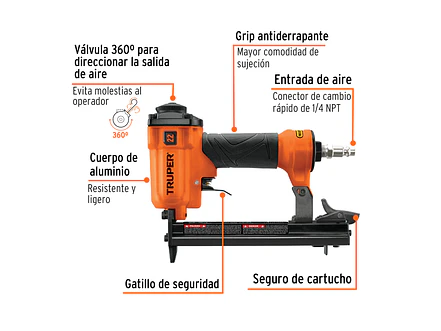 Grapadora neumatica Truper 13177, calibre 22, 0.71 mm  - Foto 2 | aztools.co