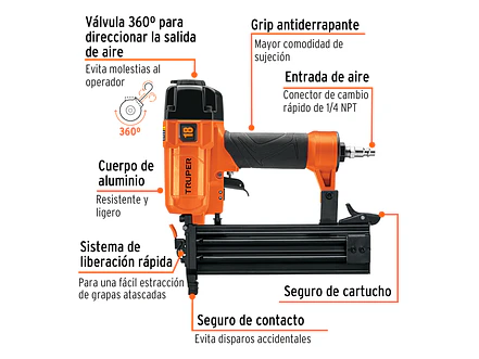 Clavadora neumática Truper 13180, profesional, calibre 18  - Foto 2 | aztools.co