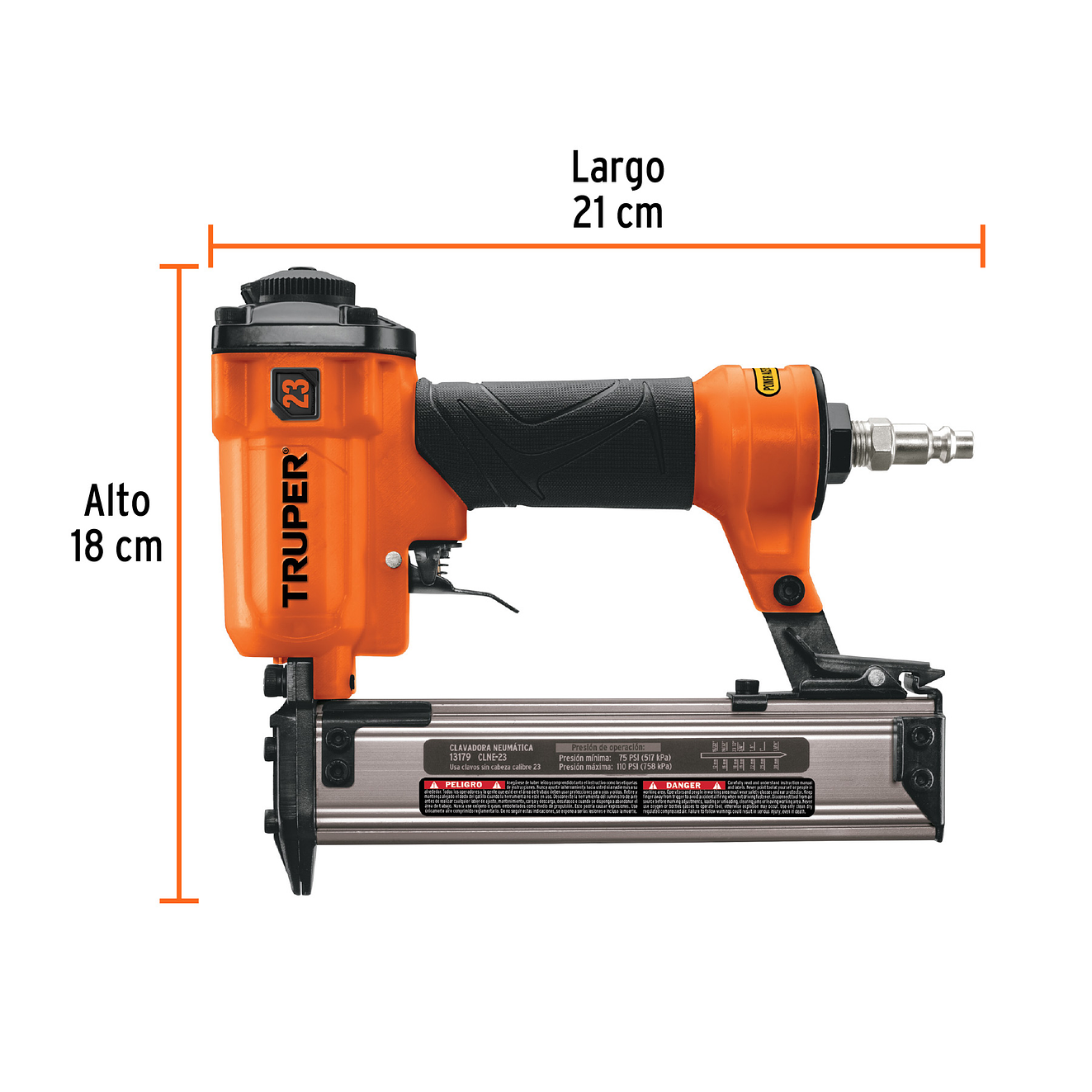 Clavadora neumática Truper 13179, profesional, calibre 23  3