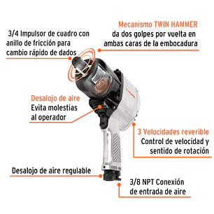 Pistola impacto Truper 16889, industrial,3/4