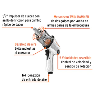 Pistola de impacto Truper 11187, industrial, 1/2