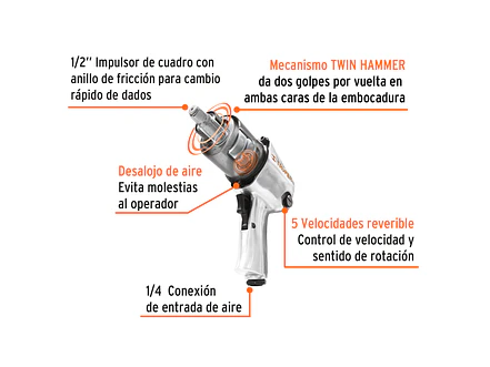 Pistola de impacto Truper 11187, industrial, 1/2