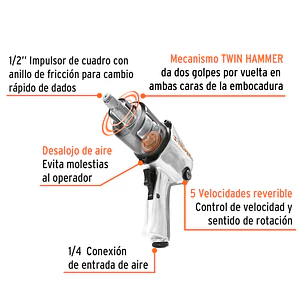 kit Pistola de impacto Truper 18281, industrial, 1/2