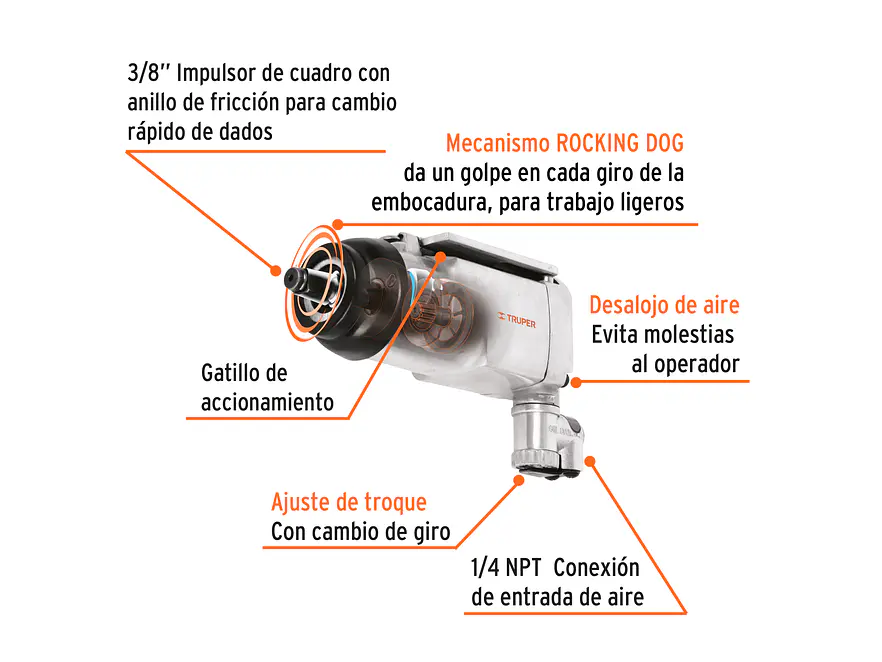 Pistola de impacto Truper 16885, 3/8