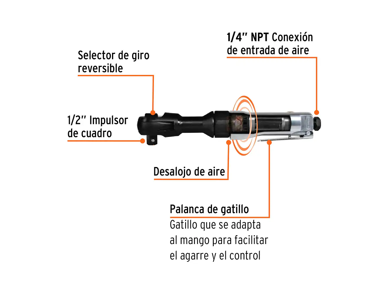 Ratchet neumático Truper 11189, 1/2