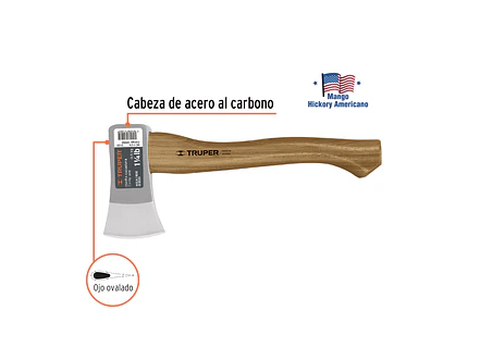 Hacha cazadora, 1-1/4 lb, mango hickory TRUPER 14950 - Foto 2 | aztools.co