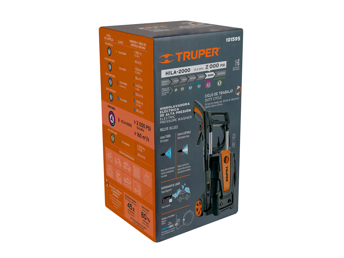 Hidrolavadora Eléctrica Truper 101595 2000 Psi 2000W  - Foto 4 | aztools.co