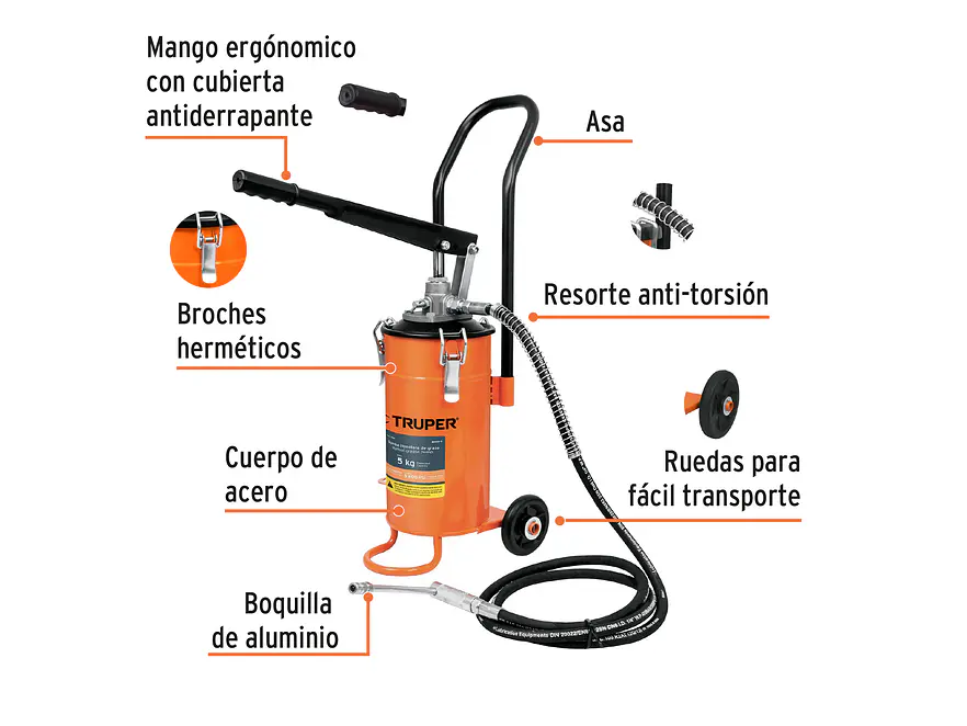 Bomba inyectora de grasa Truper 16866, 5 kg  - Foto 2 | aztools.co