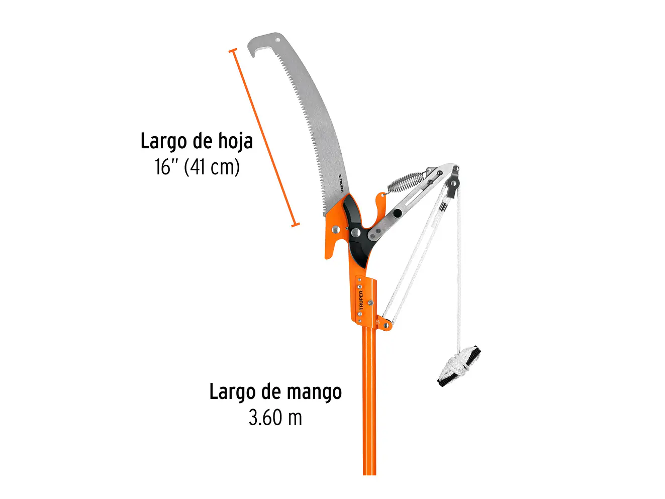 Cortador doble cuchilla  Truper 18410, mango telescópico de fibra de vidrio 3.6m - Foto 3 | aztools.co