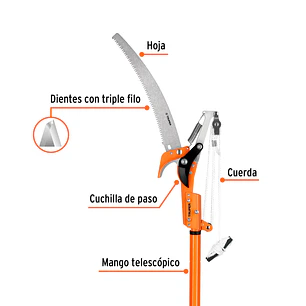 Cortador con mango telescópico de aluminio Truper 18409, 2.4 m 