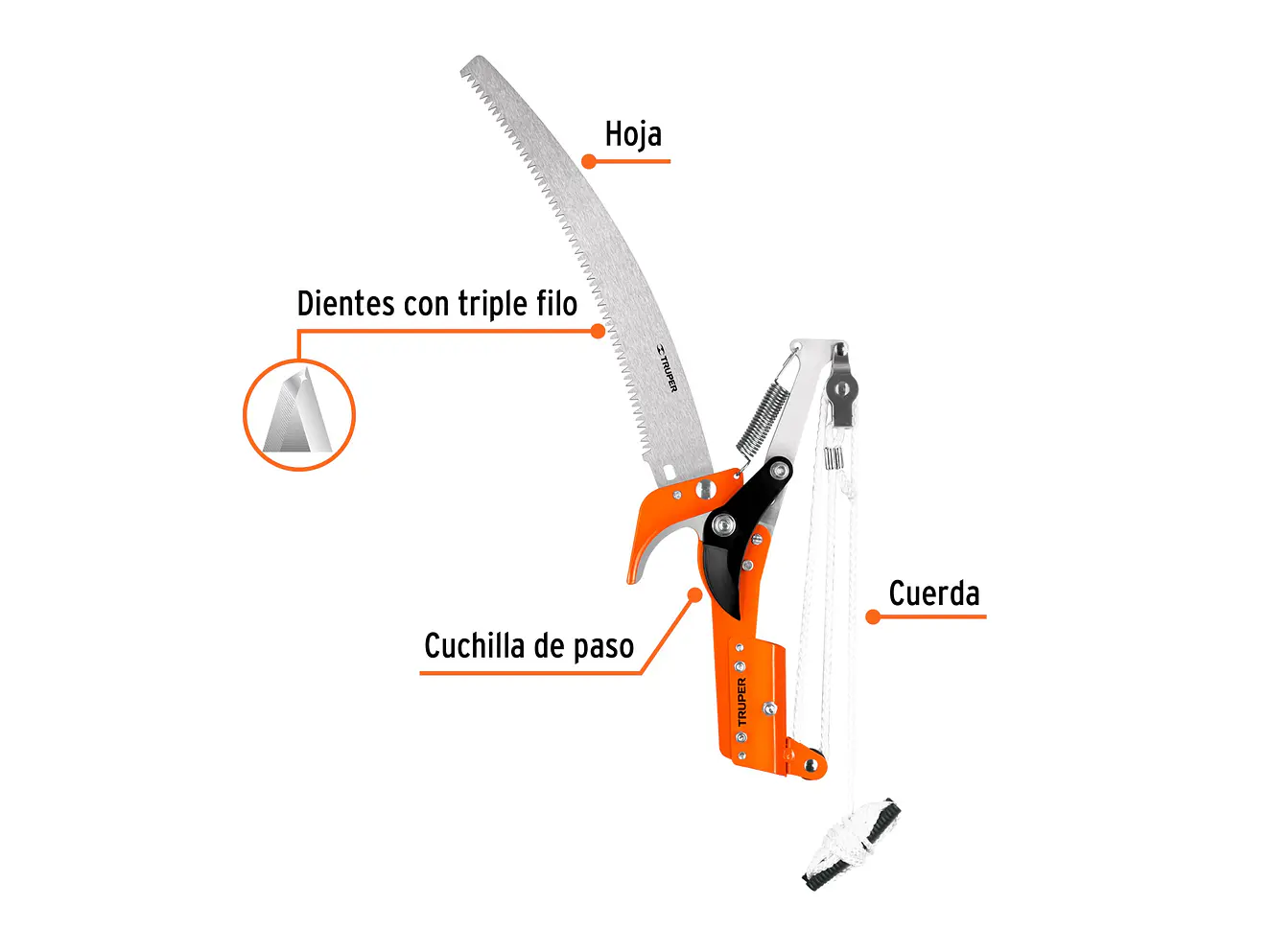 Cortador de ramas altas sin mango Truper 18401, hoja de acero SK5 de 14