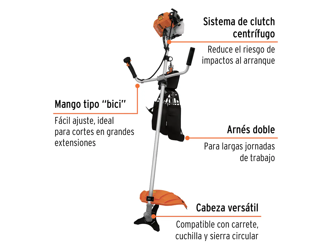 Guadaña con motor gasolina Truper 12671 3HP 63cc Profesional - Foto 2 | aztools.co