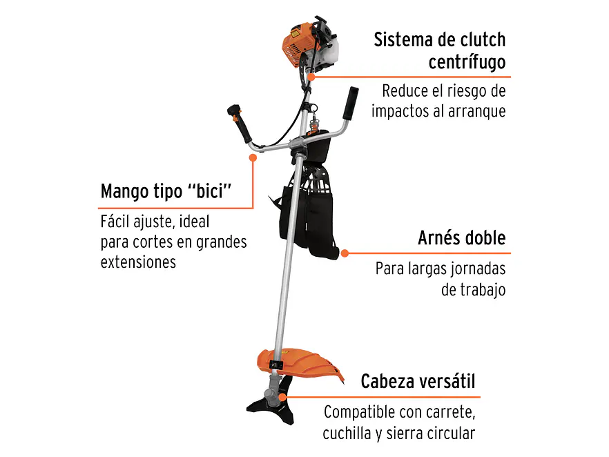 Guadaña con motor gasolina Truper 12671 3HP 63cc Profesional - Foto 2 | aztools.co