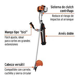 Desmalezadora a gasolina 52 cc Truper 11032 mango 'bici', 18' corte