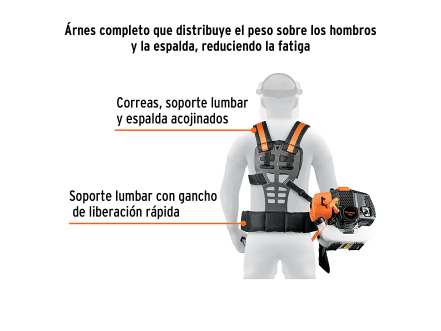 Desmalezadora a gasolina 52 cc Truper 11032 mango 'bici', 18' corte
