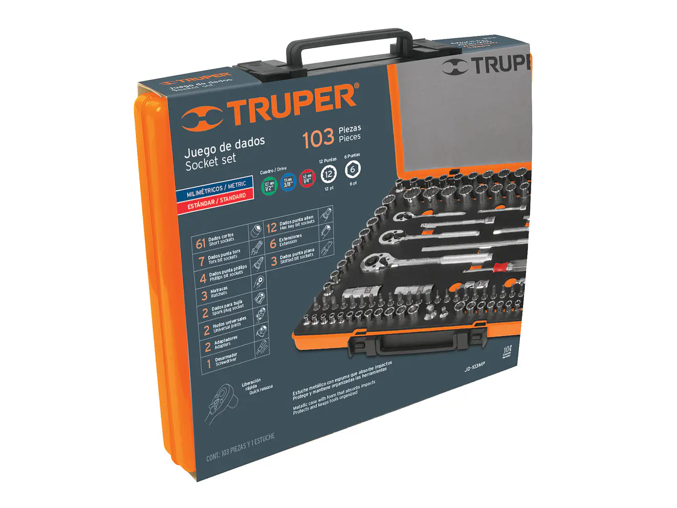 Juego de 103 piezas mixto Truper 12893, 1/4