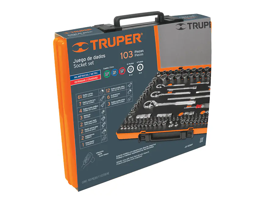 Juego de 103 piezas mixto Truper 12893, 1/4