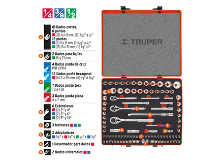 Juego de 103 piezas mixto Truper 12893, 1/4