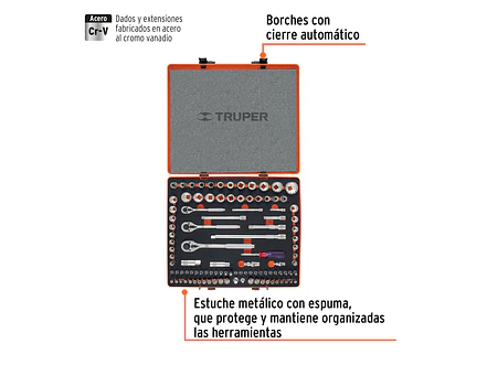 Juego de 103 piezas mixto Truper 12893, 1/4