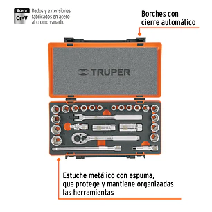 Juego de copas milimétrico Truper 13954, mando 3/8