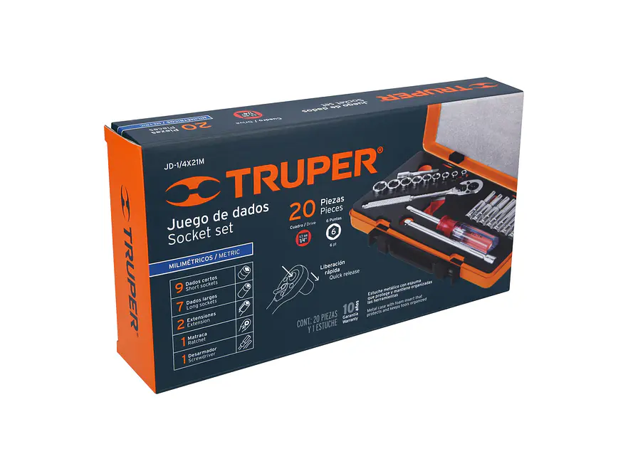 Juego de copas milimétrico Truper 13891, 1/4