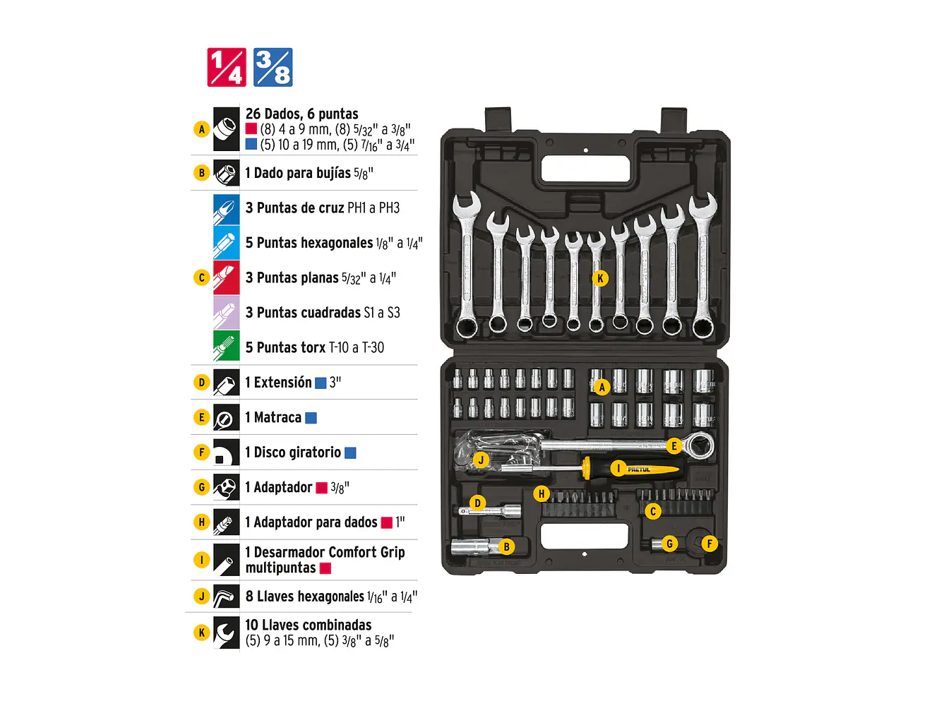Juego de herramientas Pretul 22981 73 piezas con estuche  - Foto 3 | aztools.co