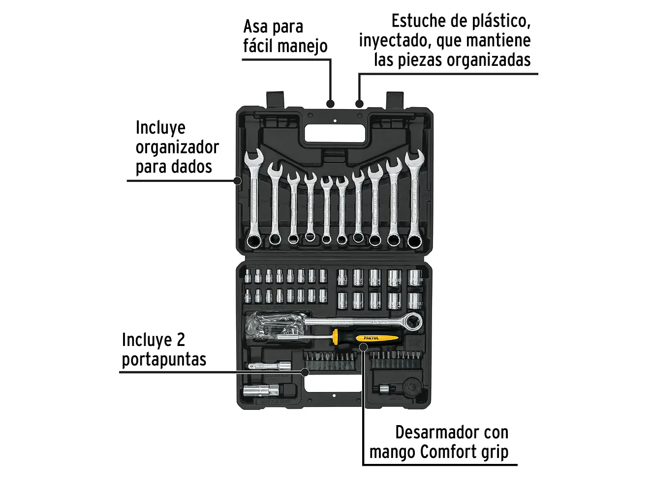 Juego de herramientas Pretul 22981 73 piezas con estuche  - Foto 2 | aztools.co