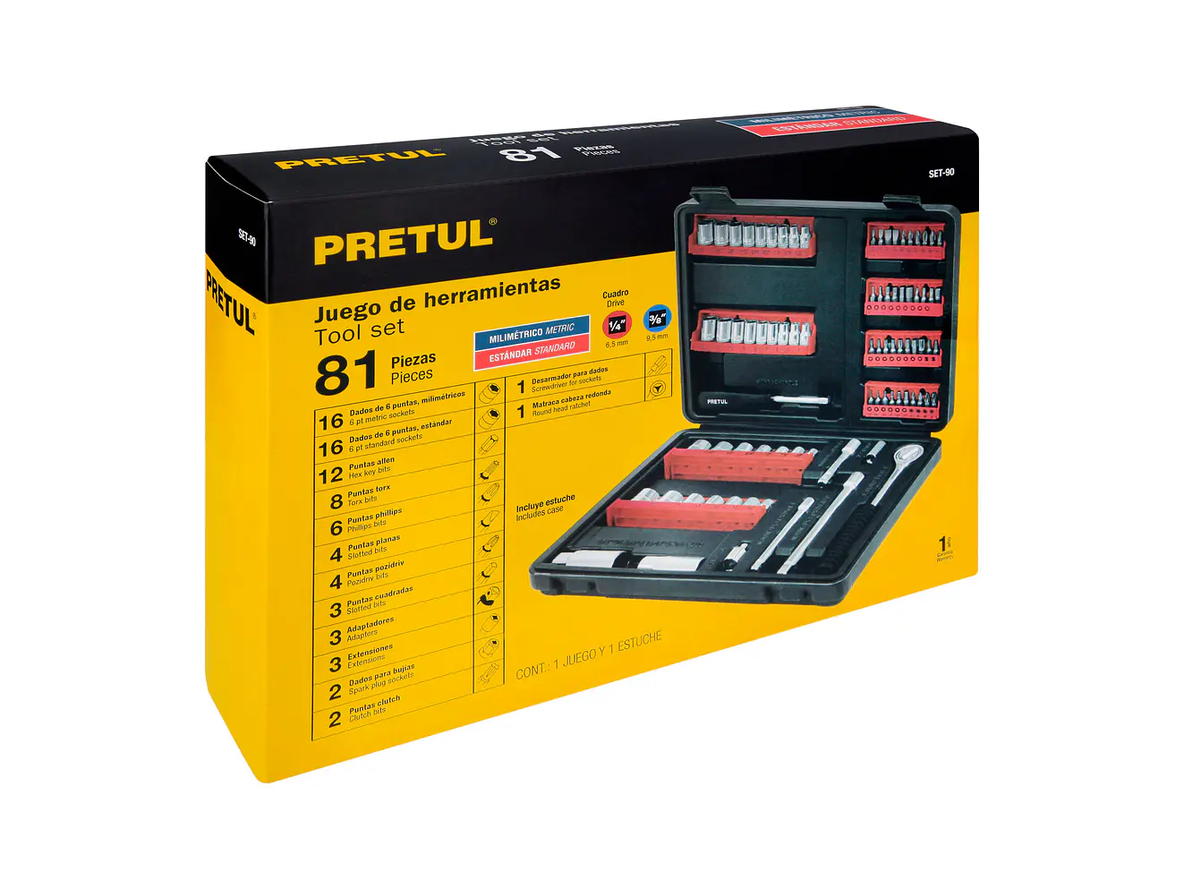 Set de puntas y copas, 90 piezas, Pretul PRETUL 22977 - Foto 5 | aztools.co