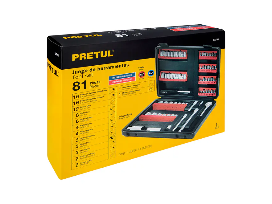 Set de puntas y copas, 90 piezas, Pretul PRETUL 22977 - Foto 5 | aztools.co